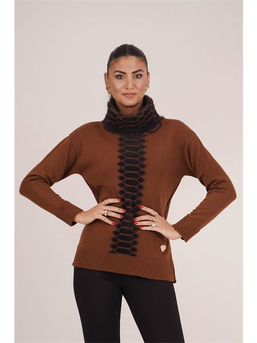 Maglia in misto lana Love To Love by Gai Mattiolo | LT705BISCOTTO/NERO